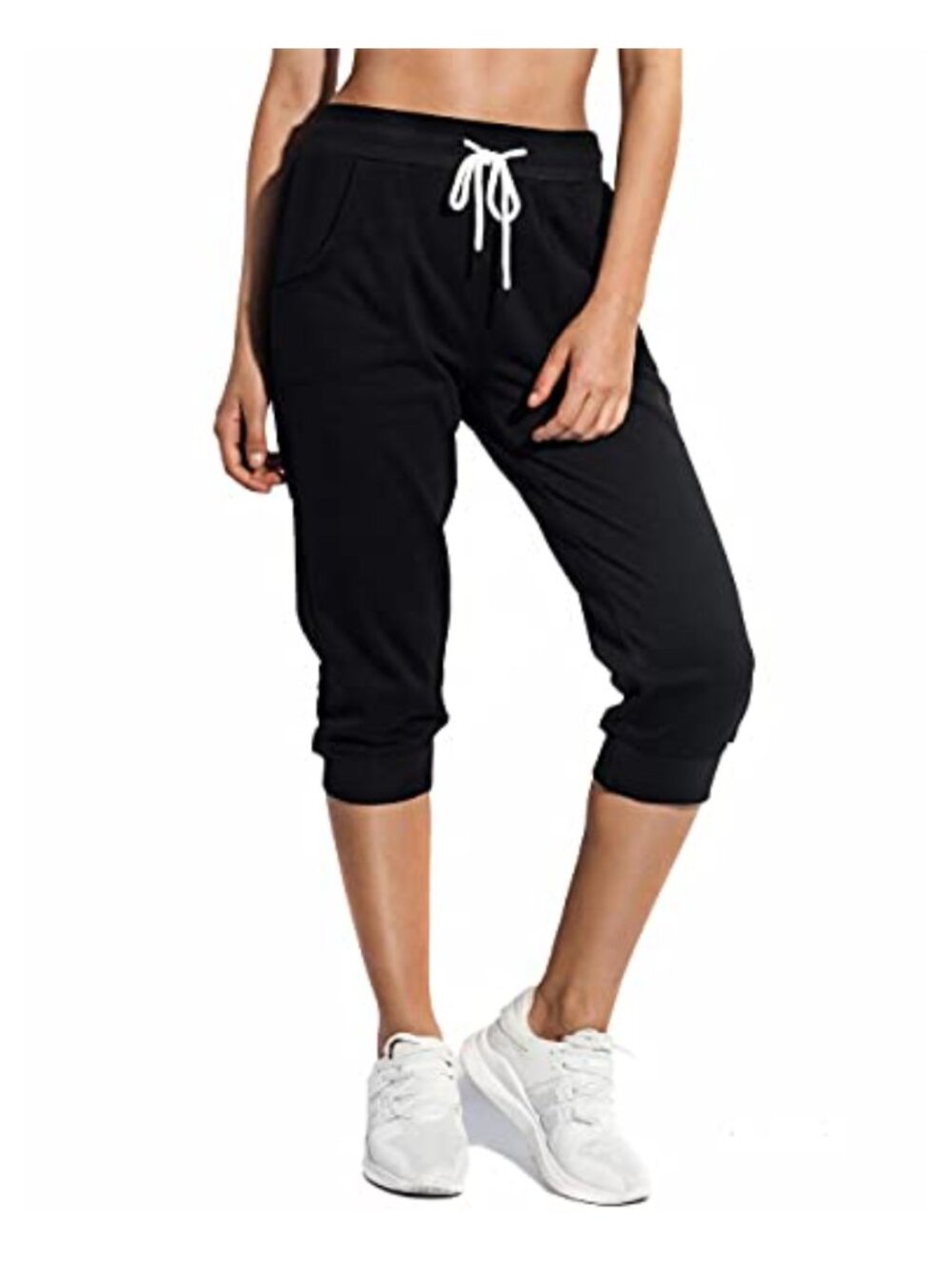 Women's Capri Sweatpants French Terry Joggers Slim Fit Pockets